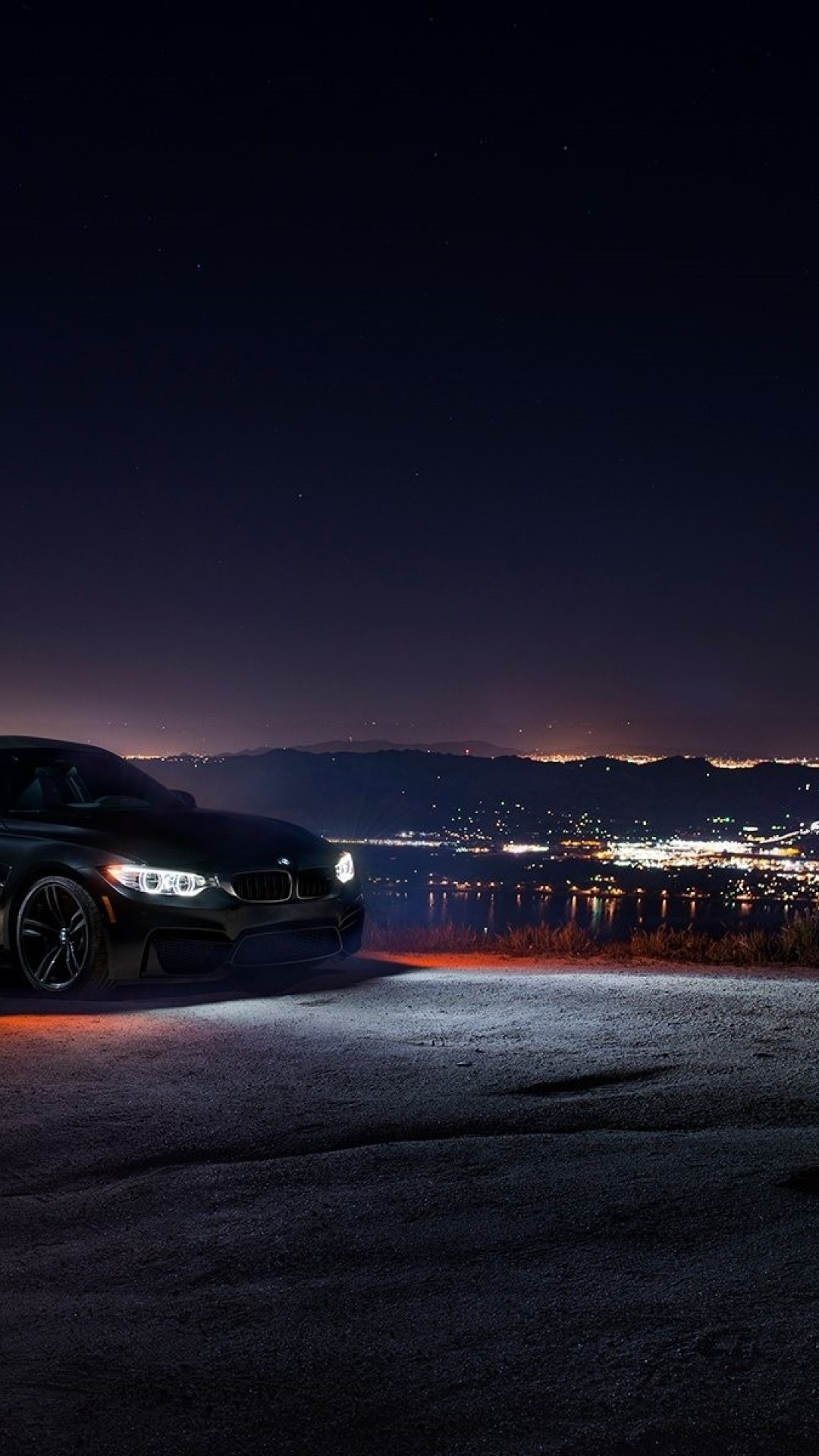 BMW M3 F80 matte black car rear view night city 640x1136 iPhone  55S5CSE wallpaper background picture image