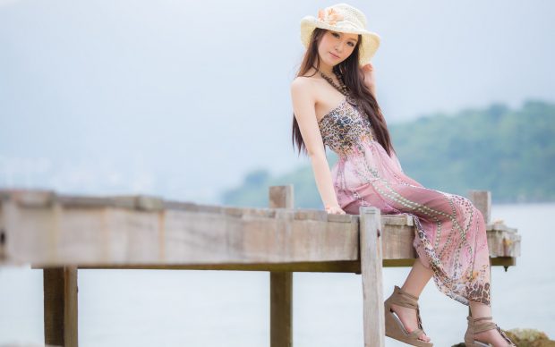 Asian Girls Summer Style Dress Background.