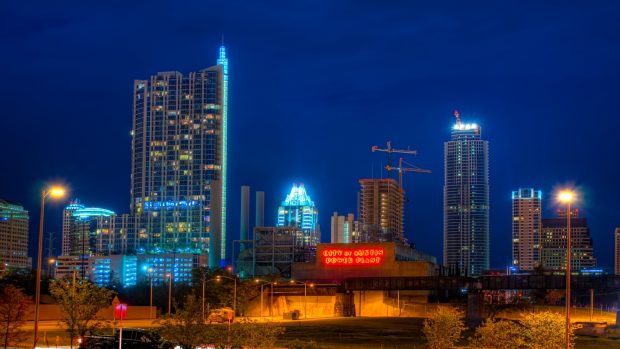 Austin texas skyscrapers buildings night wallpapers.