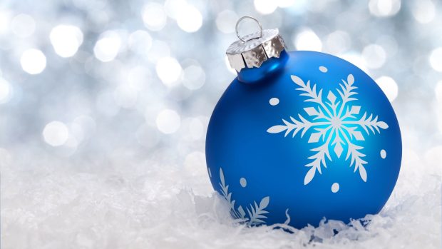 BLue christmas ornament wallpaper.