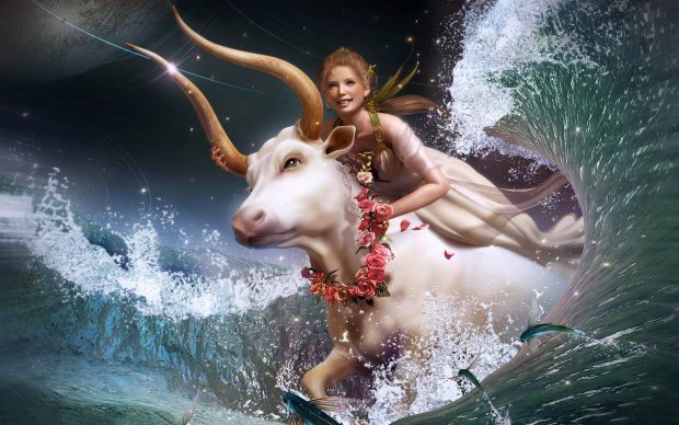 Beautiful Aries and Girl Background.