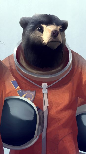 Beautiful Astronaut Bear Iphone Wallpaper.