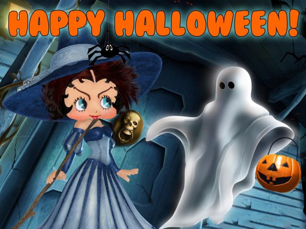 Betty Boop Halloween Widescreen Wallpaper.