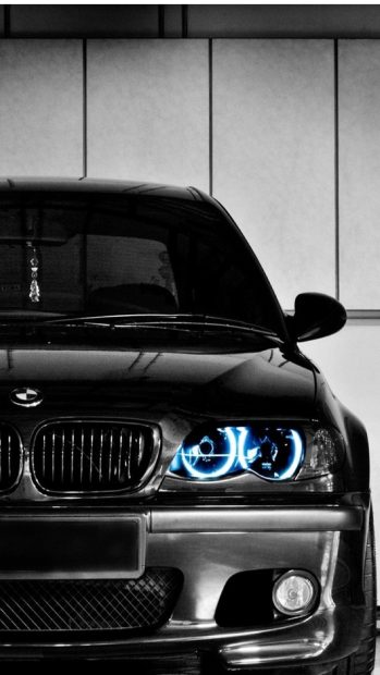 Black BMW Front Blue LED iPhone 6 Plus HD Wallpaper.