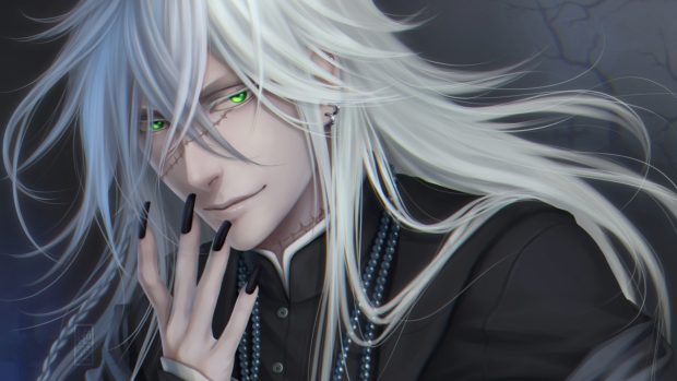 Black Butler with Platinum Blond Hair Anime Boy Background.