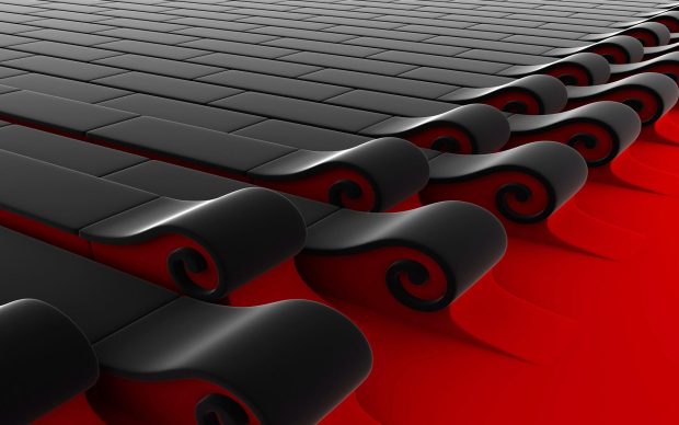 Black and red waves in 3d wallpaper.