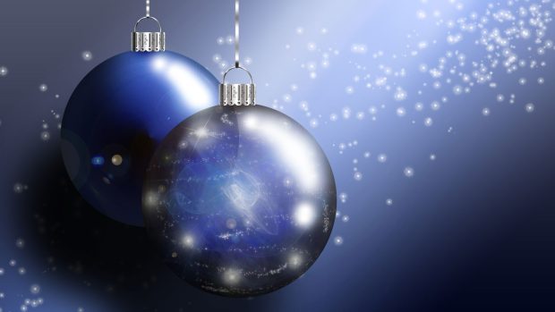 Blue Christmas Ornaments Widescreen Wallpaper.