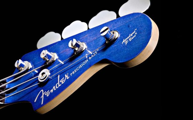 Blue Fender Bass Guitar Image.