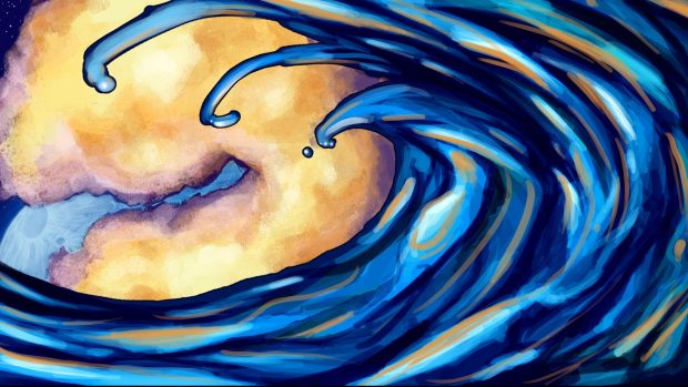 Blue Ocean Waves Artsy Wallpaper for PC.