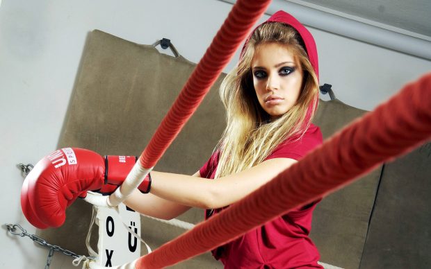 Boxing Gloves Girl Wallpaper.