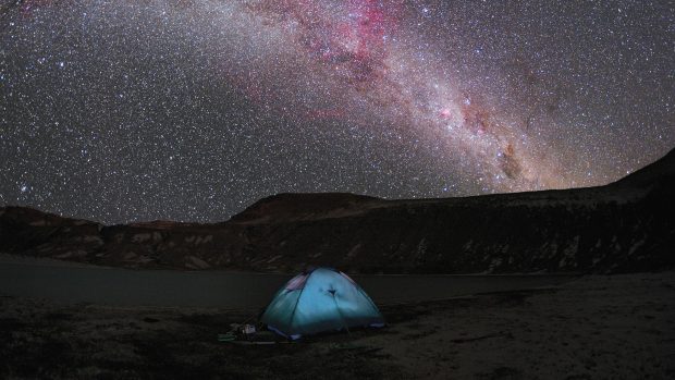 Camp camping galaxy milky way night tent.