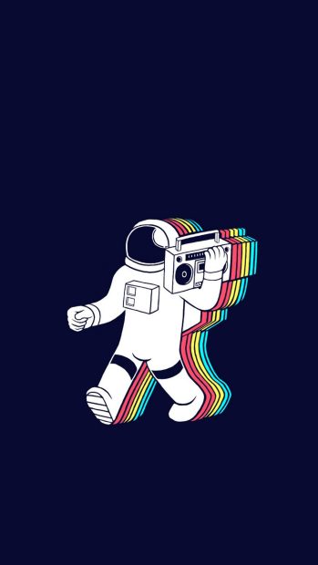Cartoon Astronaut Music Iphone Wallpaper.