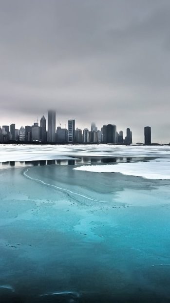 Chicago in the winter iPhone 7 wallpaper 1080x1920.