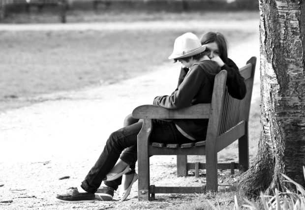 Couple on the bench Queens Square.