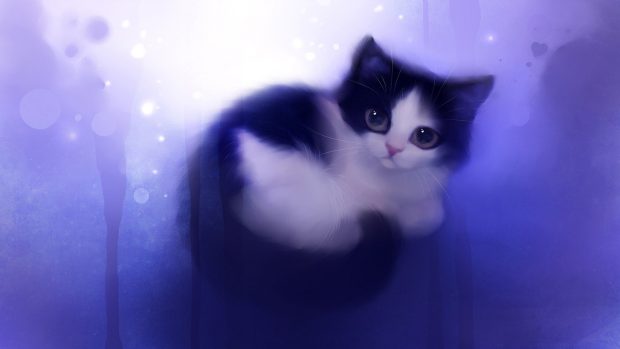 Cute Anime Cat Background.