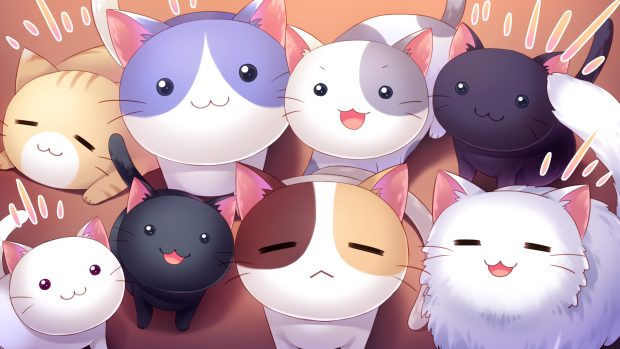Cute Anime Cat Background HQ.