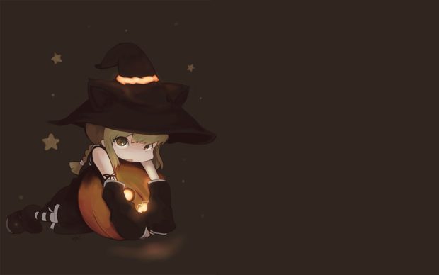 Cute Baby Girl and Pumpkin Halloween.