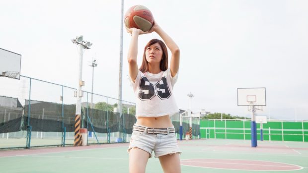 Cute Girl Basketball Court 1920x1080.