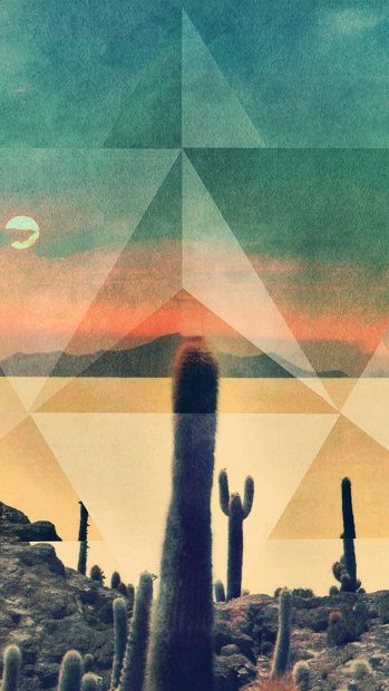 Desert Drought Cactus Rhombus Cover Art iPhone wallpaper.