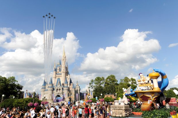 AIR FORCE THUNDERBIRDS FLY OVER DISNEY'S MAGIC KINGDOM IN FLORIDA - 10/26/10