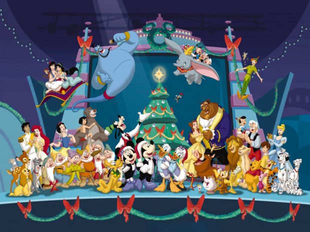 Disney characters christmas wallpaper cartoons 1920x1080.