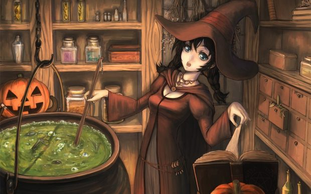 Download Free Anime Pumpkin Halloween Background.