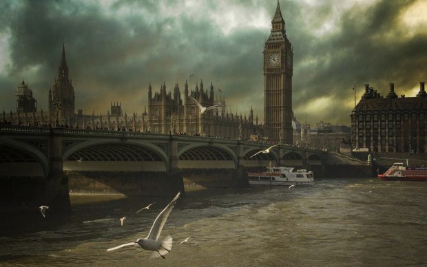 Dramatic Big Ben And Seagulls In London England 1920x1200.