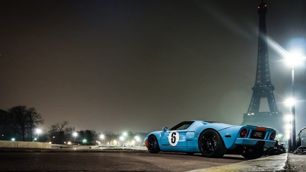 Eiffel tower paris ford gt gt40 low angle shot 1920x1080 wallpaper.