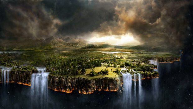 Fantasy Forest Waterfalls HD Desktop Images.