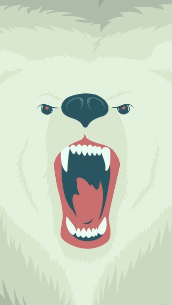 Fierce Polar Bear Winter Cartoon Illust iphone 7 wallpaper.