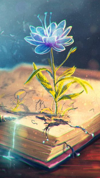 Flower Abstract Book Pen Art iphone wallpaper.