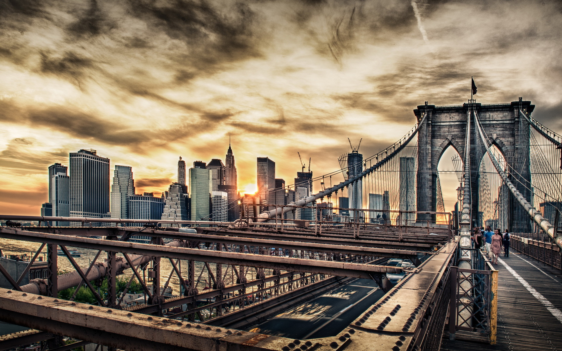 Brooklyn Bridge Wallpaper 4K Manhattan City lights World 1703