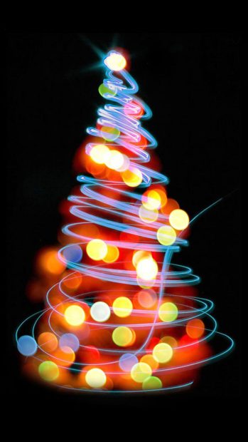 Glowing Lights Christmas Tree iPhone Wallpapers.