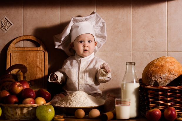 Happy Baby Chef Cooking Wallpaper High Resolution.