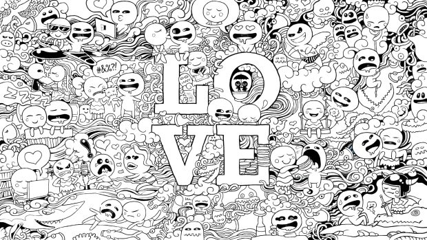 Love february doodles wallpapers freebie black white.