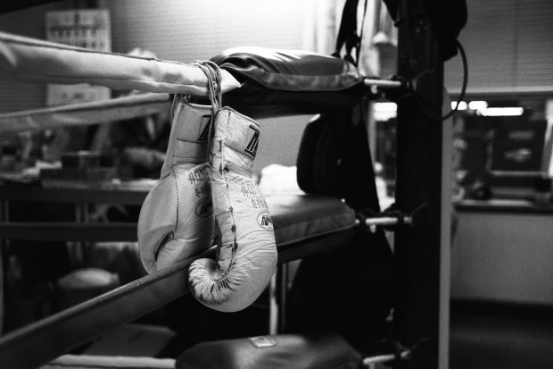 Photos boxing gloves bw.