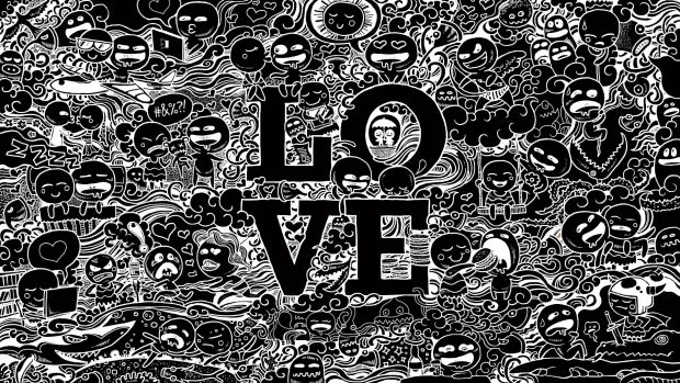 Photos love doodles designer february freebie white black.