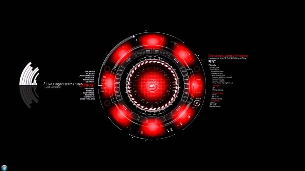 Red Arc Reactor Iron Man Full HD Wallpaper.