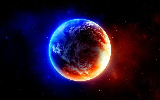 Red and blue planet HD Wallpaper.