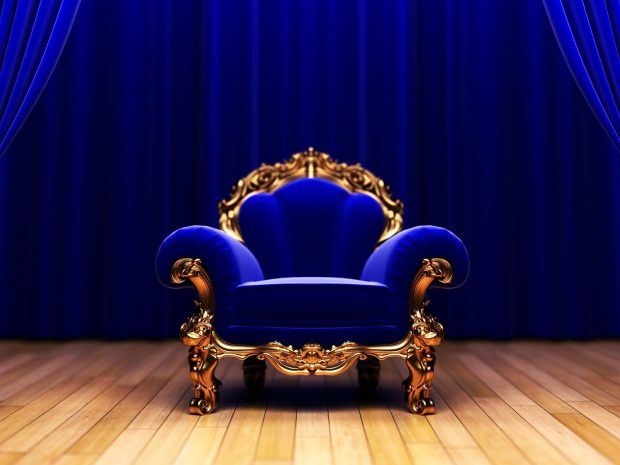 Royal Armchair Furniture Blue and Gold Wallpaper.