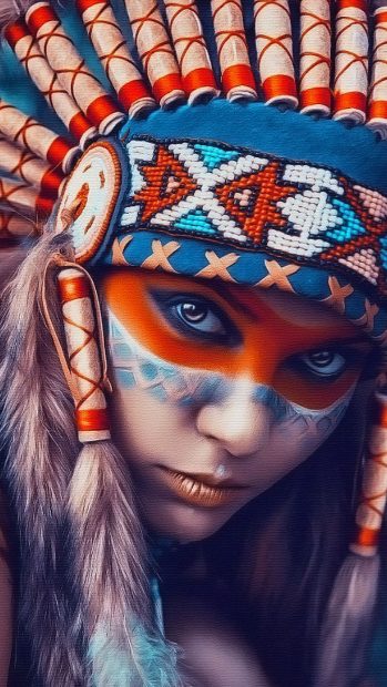 Tribal art beauty iPhone wallpaper.
