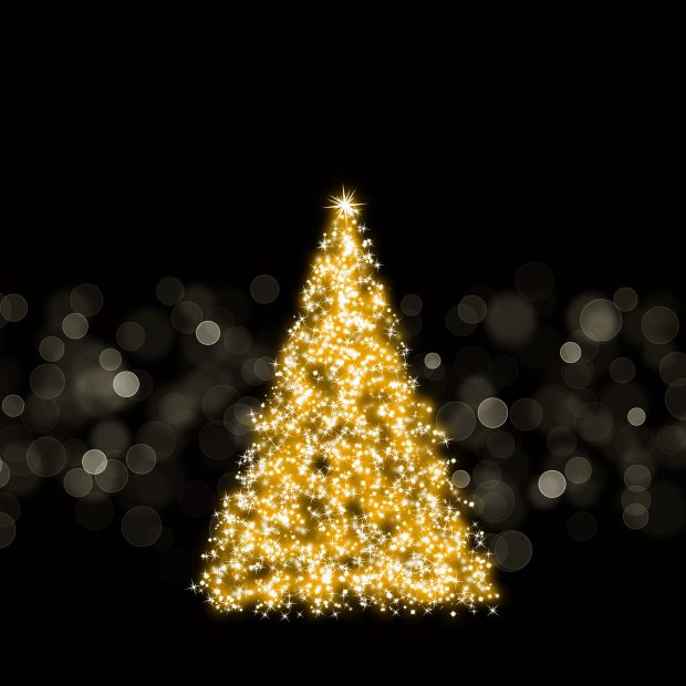 iPad retina wallpaper sparkling christmas tree parallax.