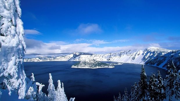 Amazing Crater Lake Background.