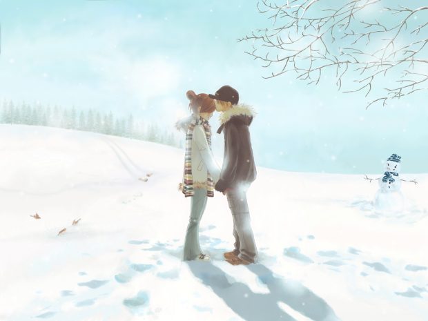Anime Winter Love Background 2.
