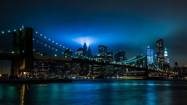 Brooklyn Bridge at Night Background.