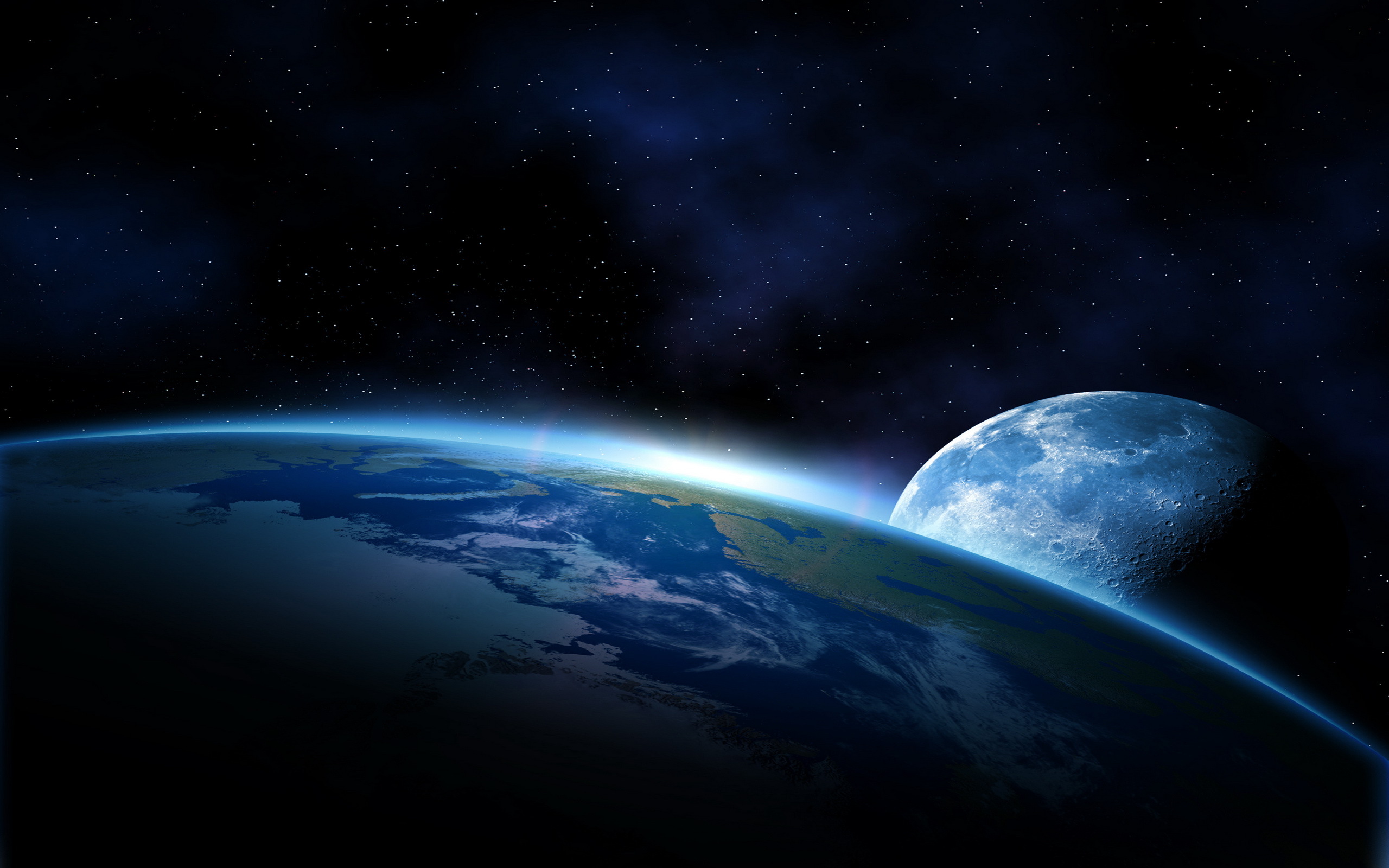 Astronaut watching amazing view of earth from moon surface 2K wallpaper  download