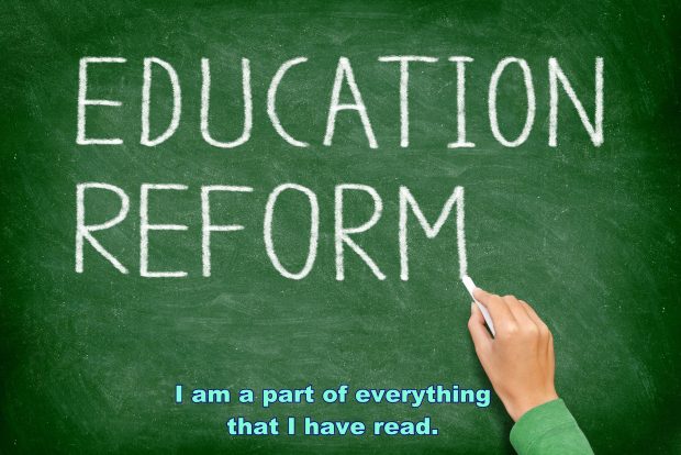 Education reform wallpaper with quote.