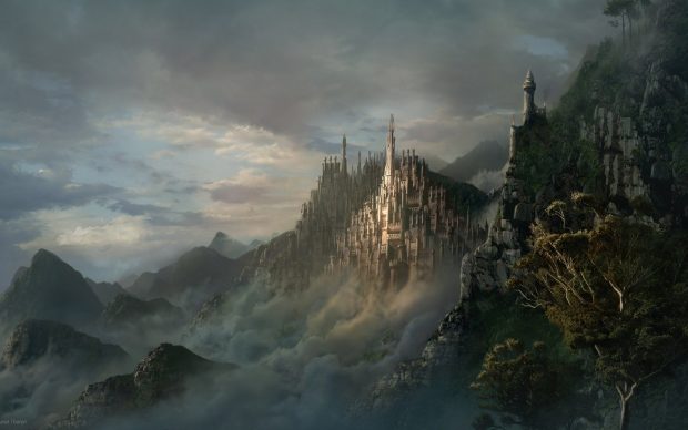 Fantasy Other Mountain Castle Art Wallpapers.