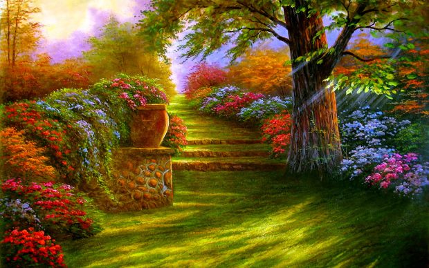 Full hd garden hd wallpaper 3D.