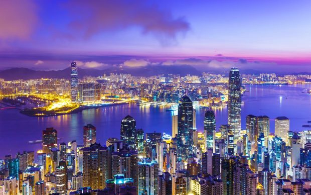 Hong Kong skyline at dawn
